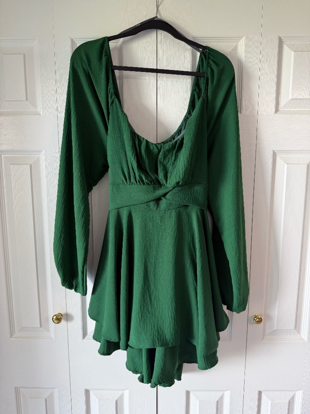 Arula Green Romper 0X NWT Tie Waist Long Sleeve Flowy Boho